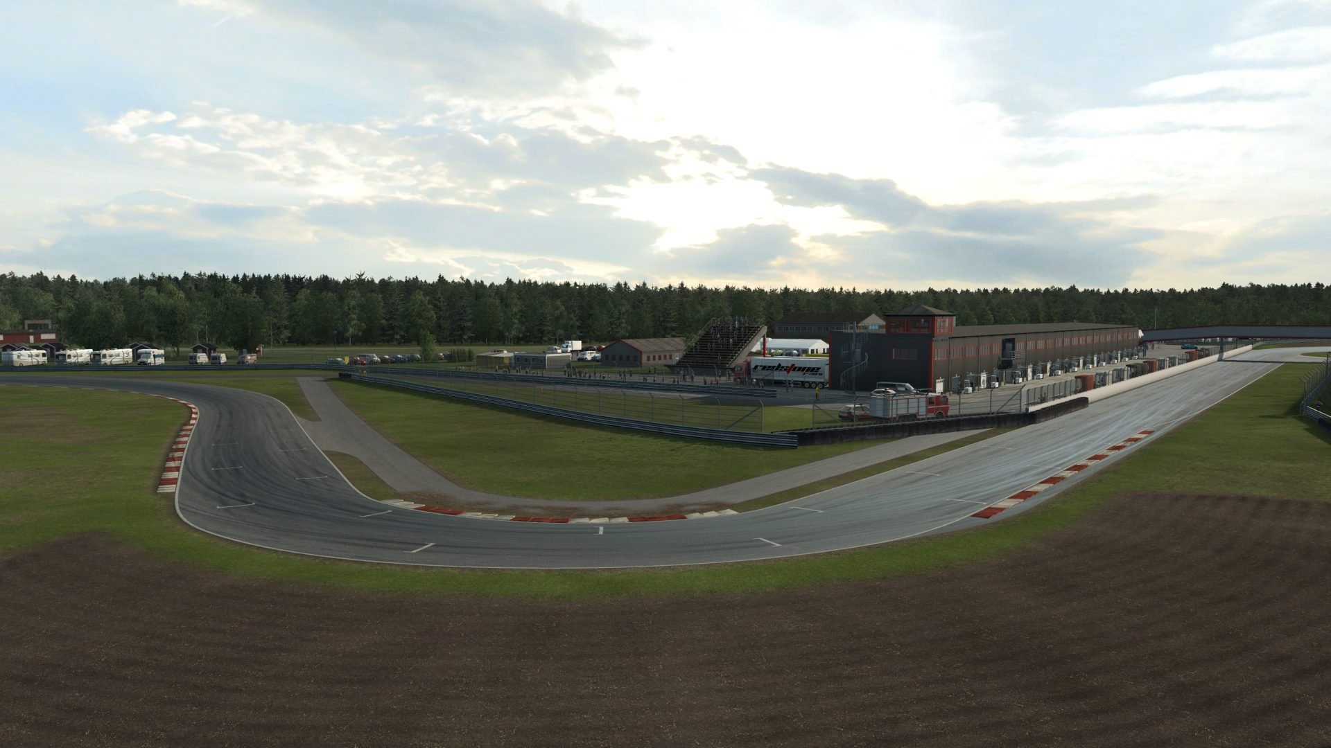 RaceRoom Anderstorp first turn drone shot