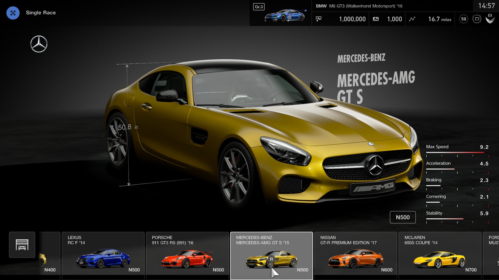 Gran Turismo Sport demo car selection menu