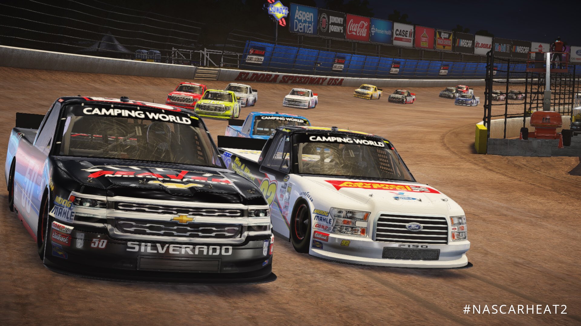 NASCAR Heat 2 Camping World Trucks Eldora at night