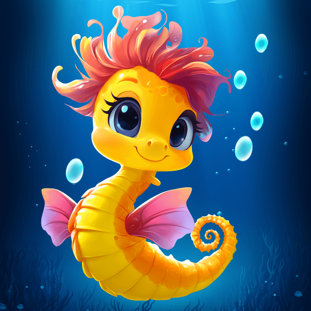 Cartoon Sea Horse 2D Character