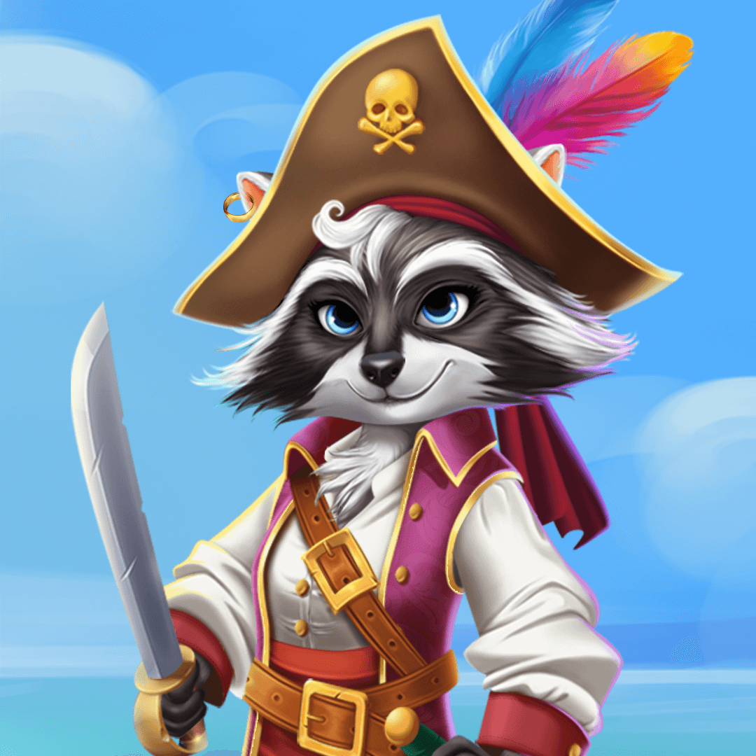 Raccoon Pirate 2D Character